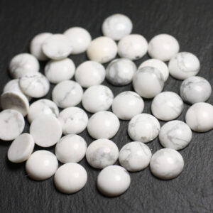 1pc - Cabochon Pierre Howlite Rond 20mm Blanc Gris - 7427039743365