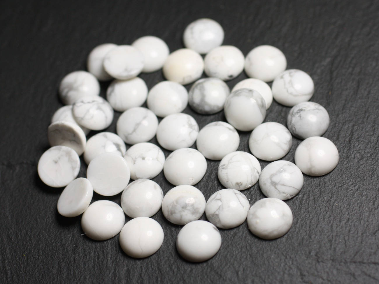 1pc - Cabochon Pierre Howlite Rond 20mm Blanc Gris - 7427039743365
