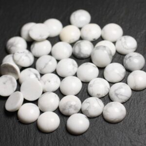 1pc - Cabochon Pierre Howlite Rond 8mm Blanc Gris - 7427039743334