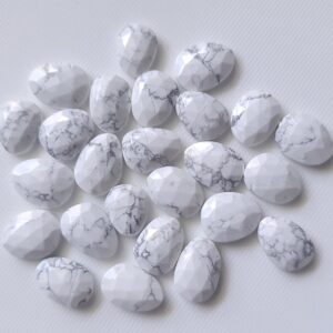 Howlite Cabochons, 14-16mm Loose Howlite Rose Cut Flat Back Cabochons For Jewelry (5Pcs To 10Pcs Options) - PSG342