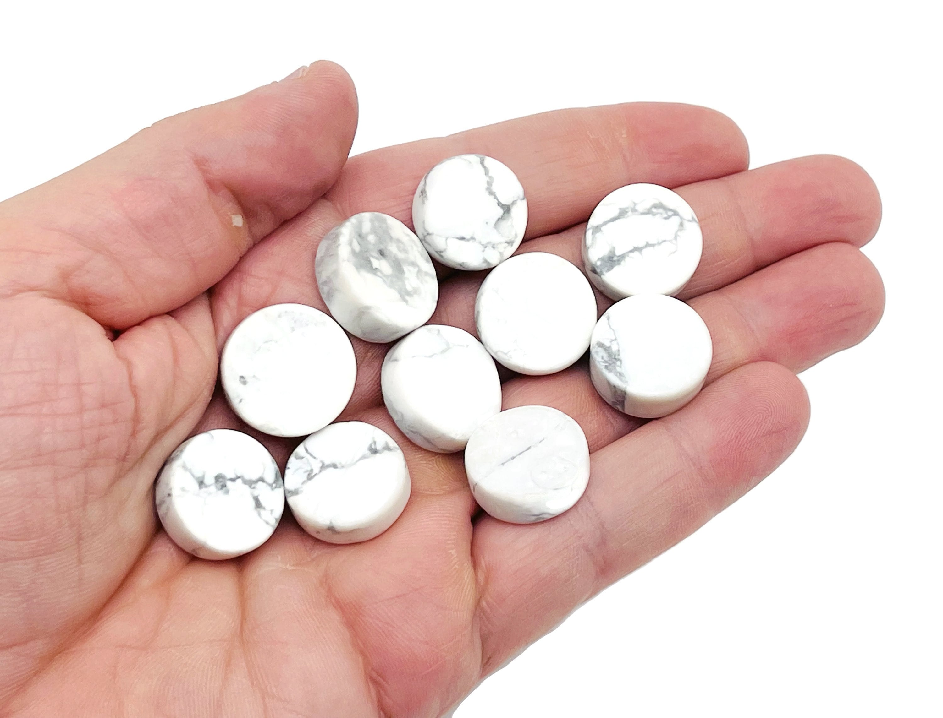 Howlite Gemstone Flat Disk - Crystal Round Coin - Loose Gemstone - Cabochon Gemstone - Handmade Gemstone Round - Fl1083