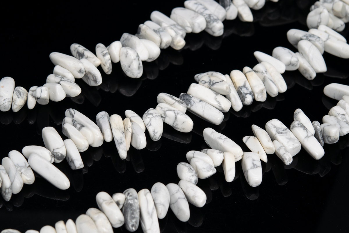 12-24x3-5mm Howlite Beads Stick Pebble Chip Grade Aaa Genuine Natural Gemstone Loose Beads 15.5" / 7.5" Bulk Lot Options(111258)