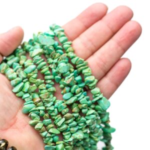 30" Green Howlite Crystal Chip Beads 6mm - 8mm - Double Length Strand Gemstone Beads