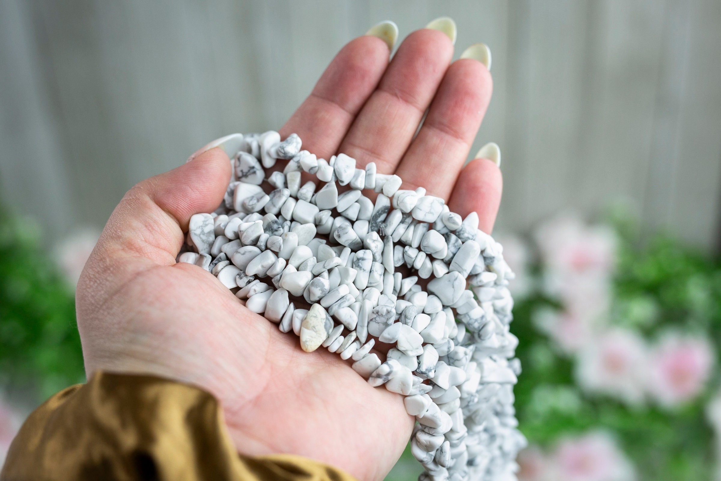30" Natural White Howlite Crystal Chip Beads 6mm - 8mm - Double Length Strand Gemstone Beads