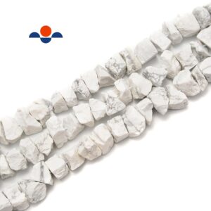 Howlite Rough Nugget Chunks Center Drill Beads Approx 6x17mm 15.5" Strand