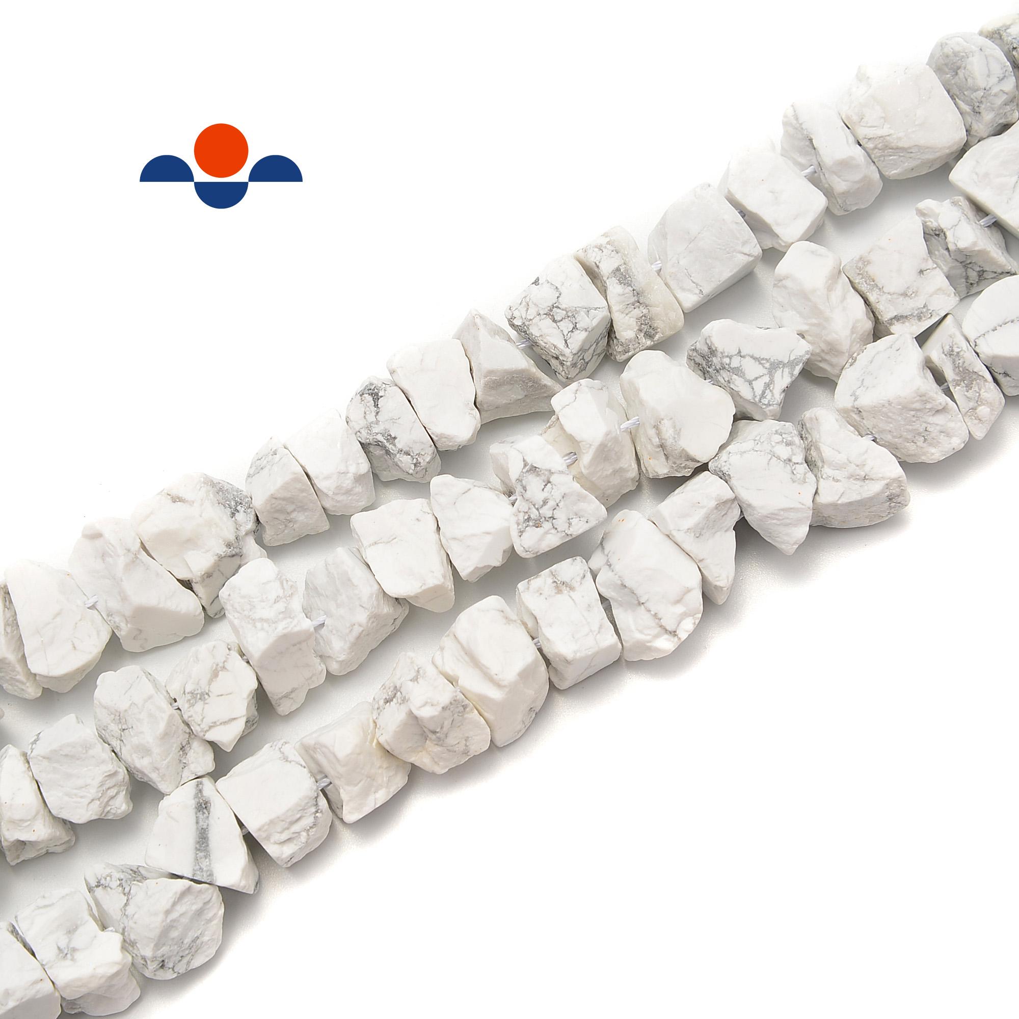 Howlite Rough Nugget Chunks Center Drill Beads Approx 6x17mm 15.5" Strand
