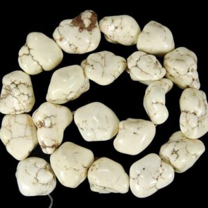 White Howlite Nugget Freeformed Gemstone, 8x12mm 13x18mm 10x14mm Natural Stone Jewelry Beading Beads, 16'' Strand