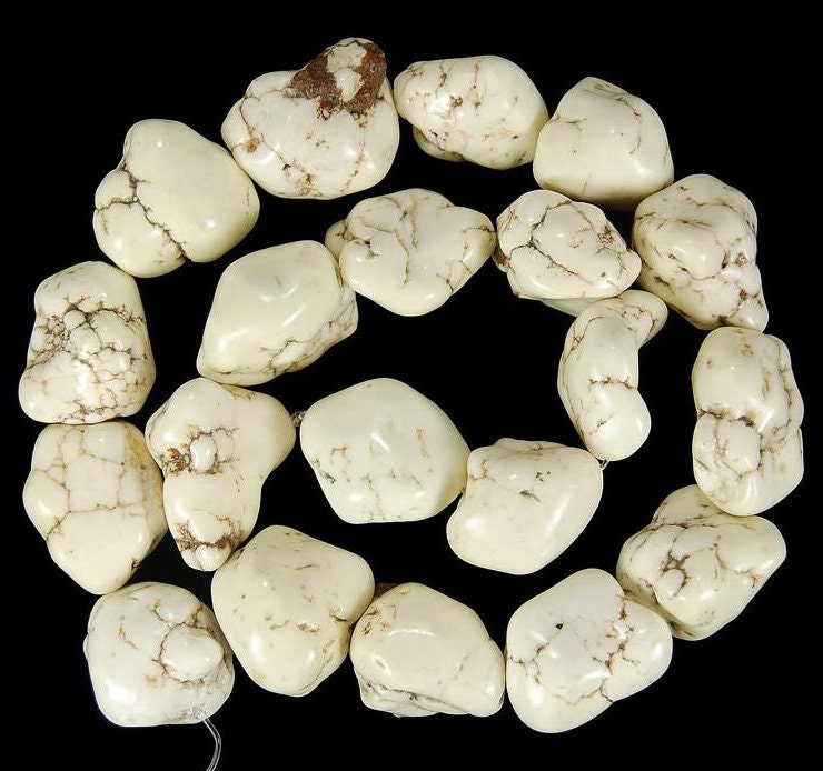 White Howlite Nugget Freeformed Gemstone, 8x12mm 13x18mm 10x14mm Natural Stone Jewelry Beading Beads, 16'' Strand