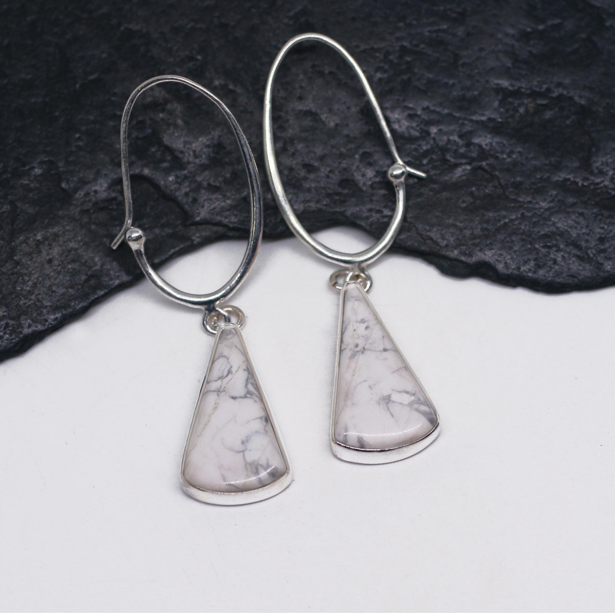 Albino Earth - Natural Howlite Sterling Silver Earrings