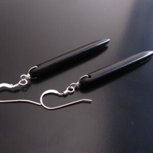 Black Howlite Spike Earrings: Dangle Drop, Sterling Silver, 14k Gold Filled