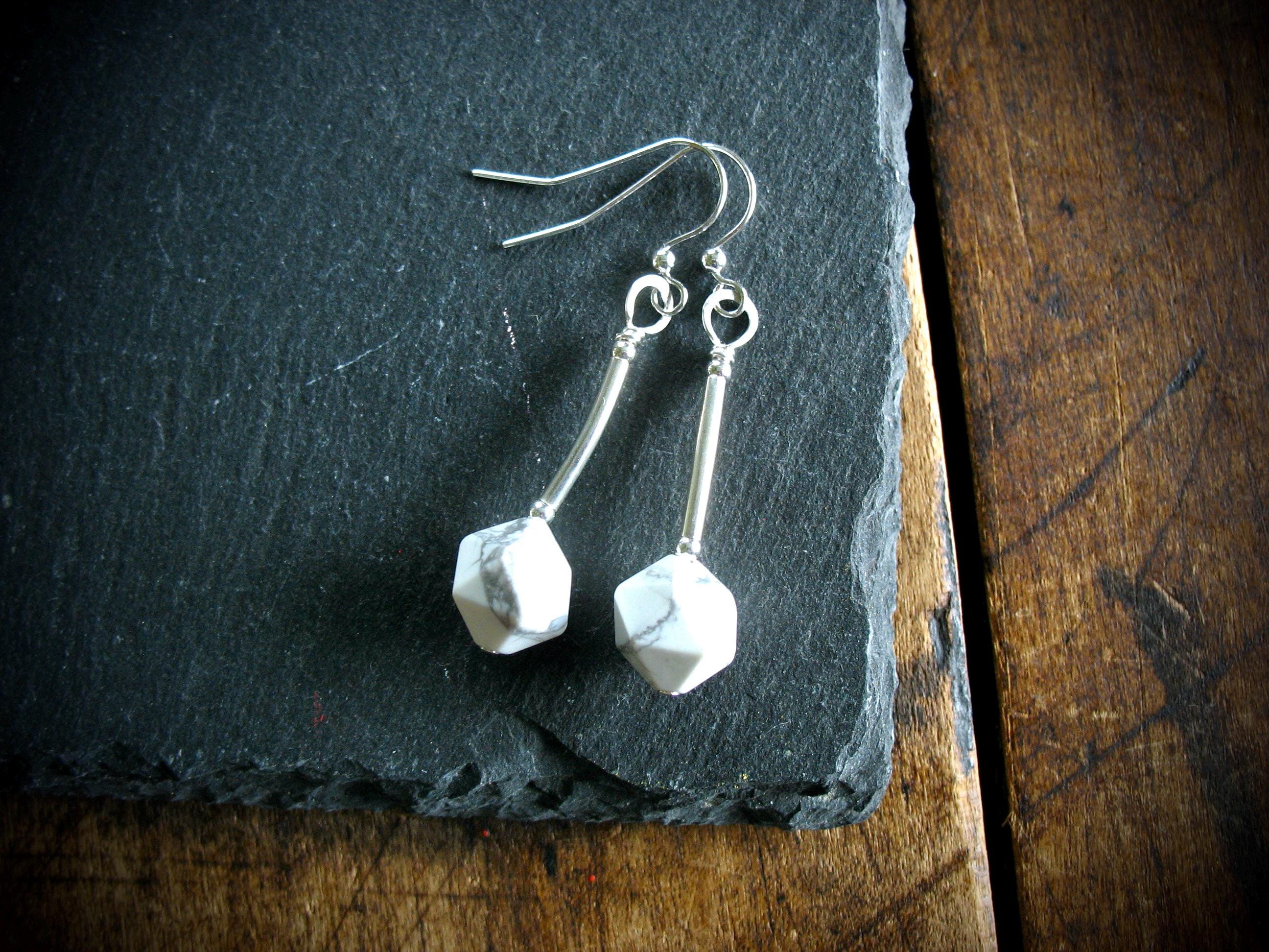 Howlite Gemstone Earrings Jewelry Handmade Made In The Usa