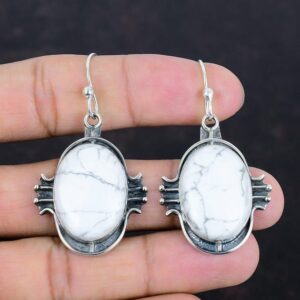 Handmade Howlite Earrings: 925 Sterling Silver, 18K Gold Plated