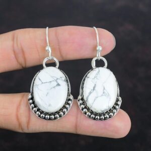 Howlite Earrings: Handmade 925 Sterling Silver Dainty Jewelry
