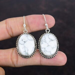 Howlite Earrings: Handmade 925 Sterling Silver Gemstone Jewelry