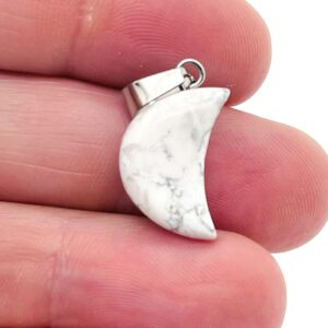 Howlite Moon Pendant - Howlite Moon Earring Crystal - Crystals Healing - Jewelry Making Supplies - Mnc1007