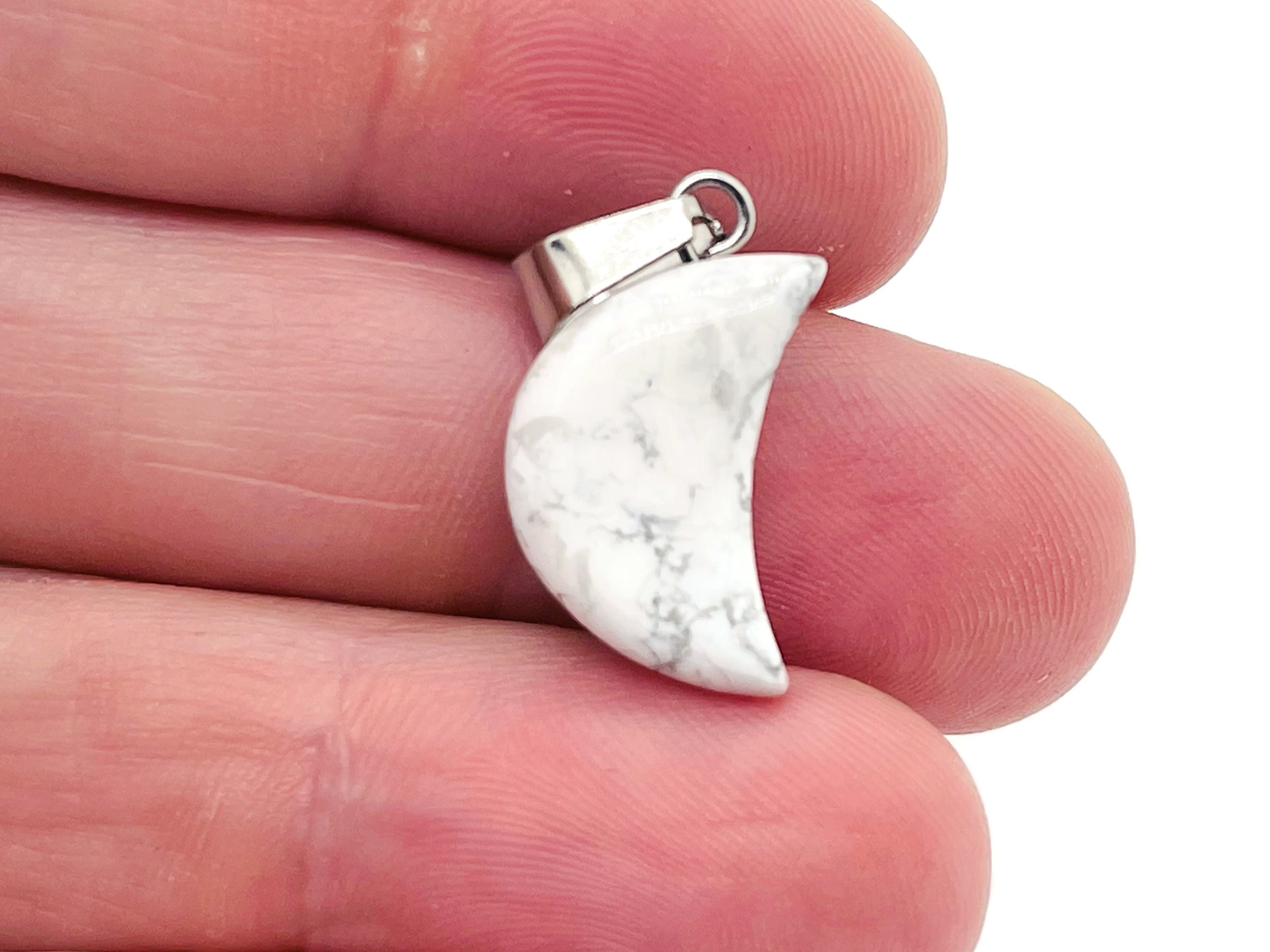 Howlite Moon Pendant - Howlite Moon Earring Crystal - Crystals Healing - Jewelry Making Supplies - Mnc1007 Howlite Moon Pendant - Howlite Moon Earring Crystal - Crystals Healing - Jewelry Making Supplies - Mnc1007