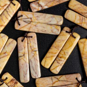 Natural Howlite Earring Pair Long Rectangle Top Drilled Matched Cabochon Gemstone Earring Bead Pair