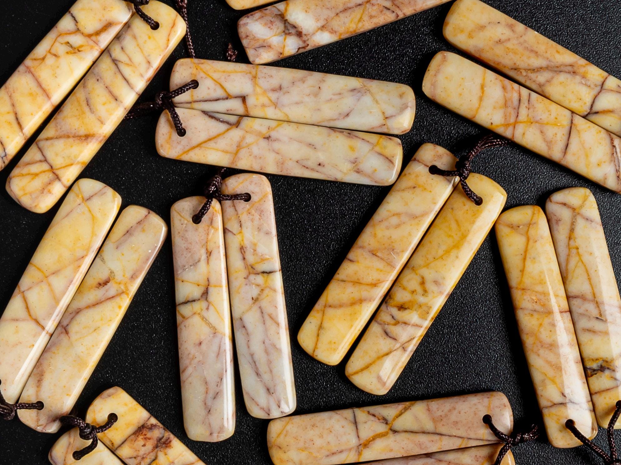 Natural Howlite Earring Pair Long Rectangle Top Drilled Matched Cabochon Gemstone Earring Bead Pair