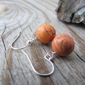 Orange Earrings, Dyed Howlite, Stone Dangle Earrings