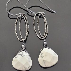 Oxidized Sterling Silver Earrings And Faceted Howlite Briolettes