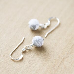 Sterling Silver White Howlite Earrings: Calming Anxiety Stone