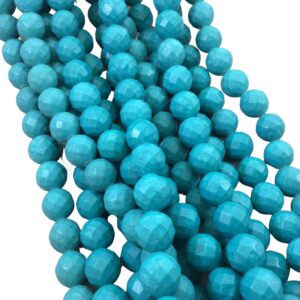 12mm Faceted Teal Howlite Beads: Round Gemstone Strand 12mm Faceted Teal Howlite Beads: Round Gemstone Strand