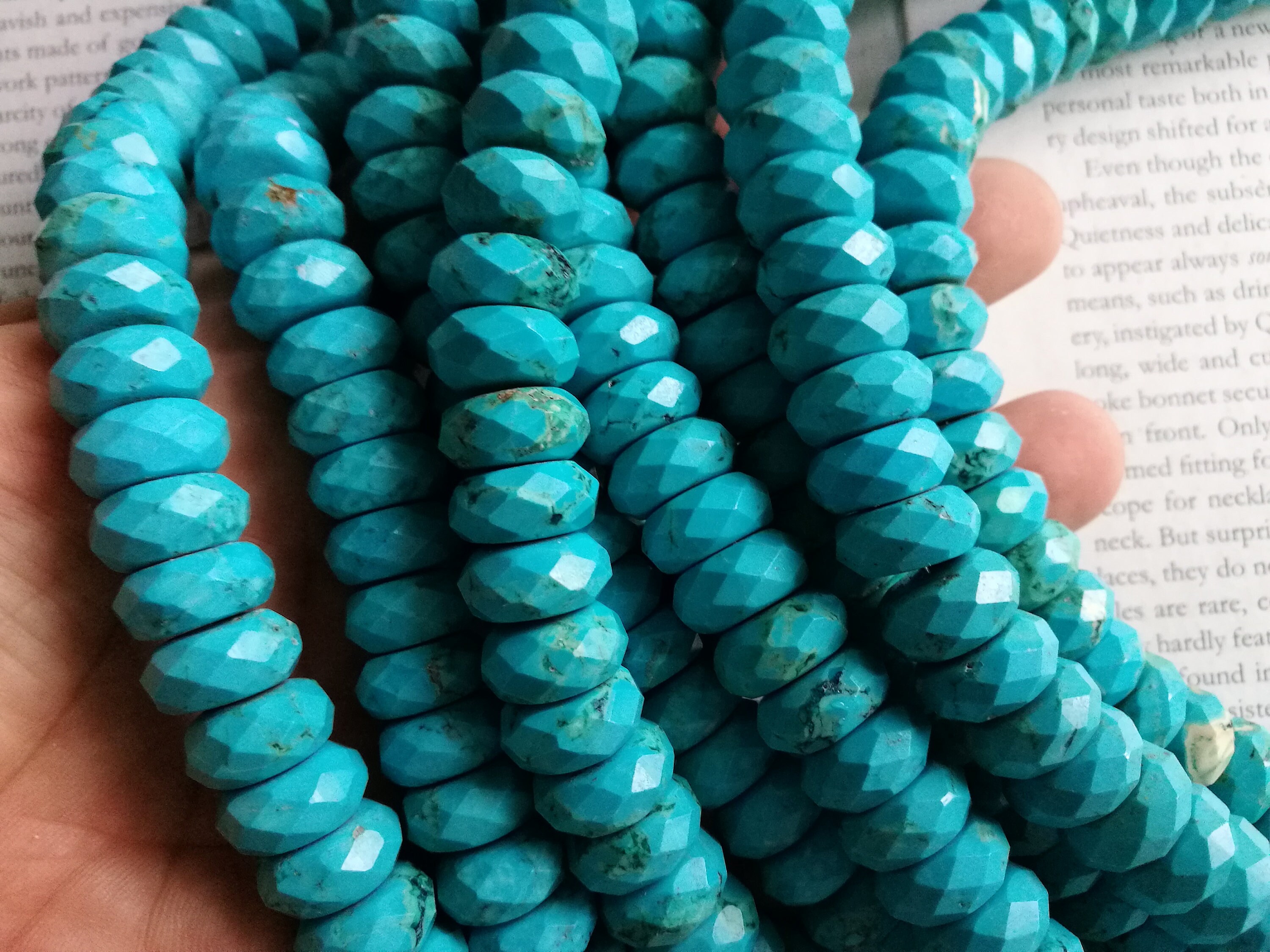 15mm Howlite Faceted Rondelle Beads, 55 Beads, 16" Strand Long