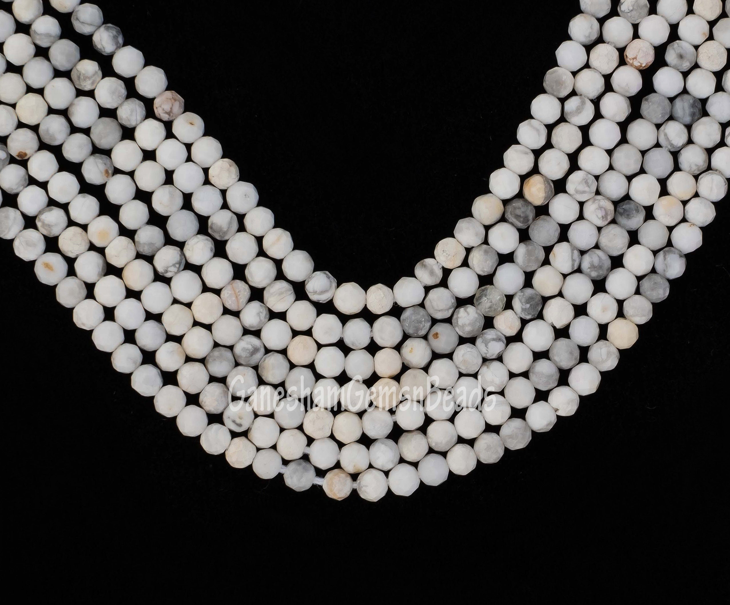 2 Mm Howlite Beads, Natural Howlite Faceted Round Beads , 2-2.5 Mm And 3-3.5 Mm Faceted Howlite Round Beads 13 Inches, Black And White Beads