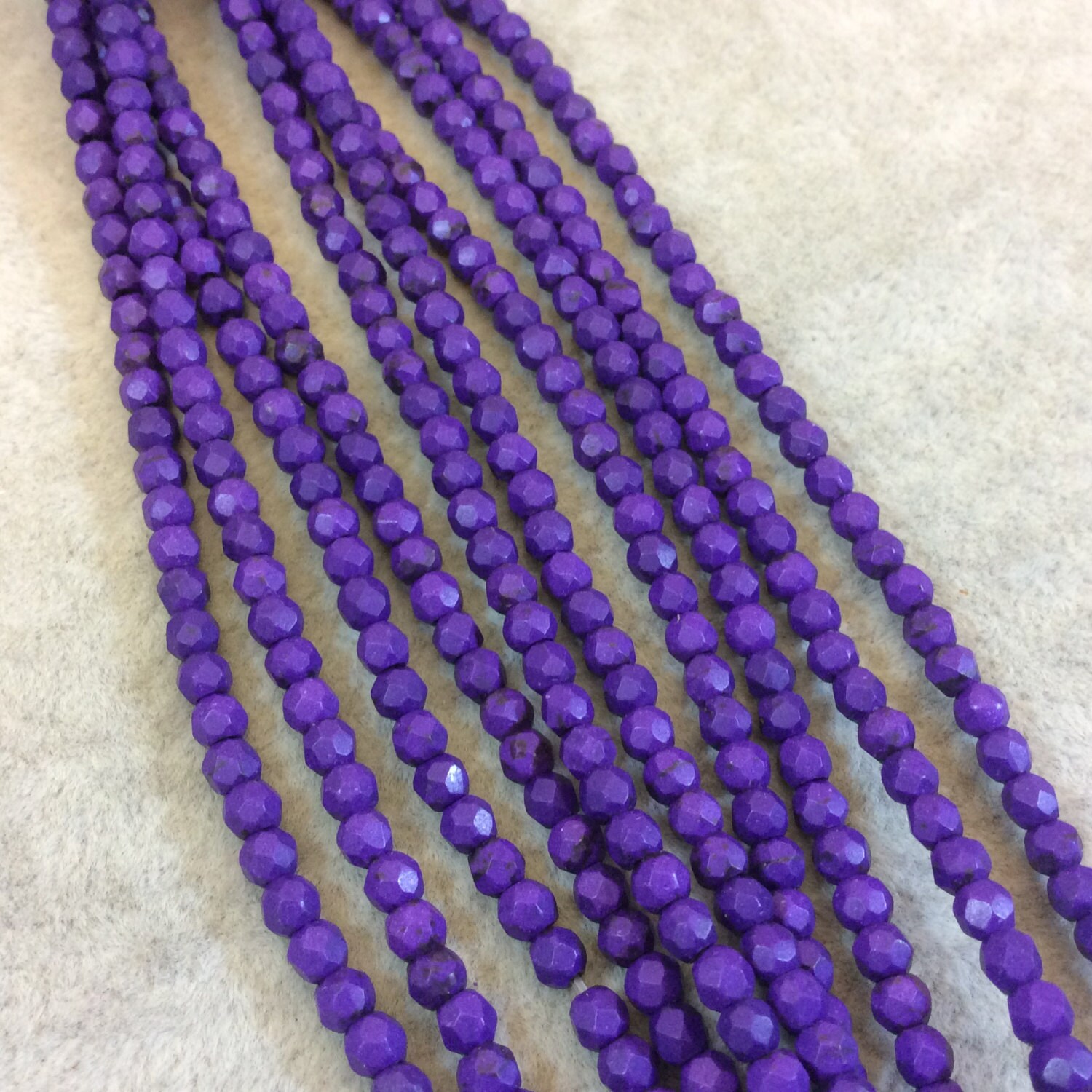 4mm Faceted Purple Howlite Beads: 15.75" Strand