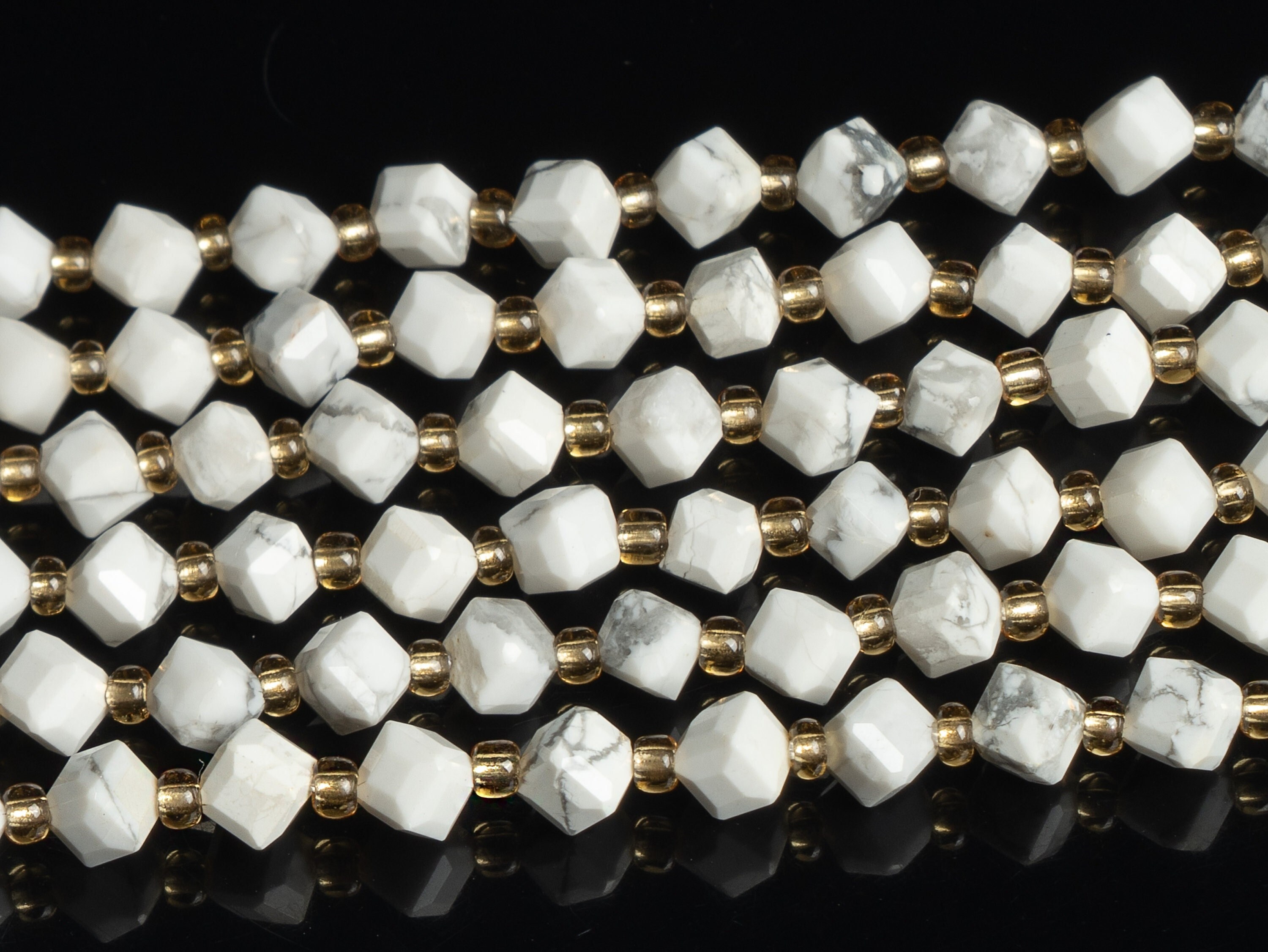 6mm White Howlite Beads Grade Aa Genuine Natural Gemstone Faceted Cube Loose Beads 15"/7.5" Bulk Lot Options (126559)
