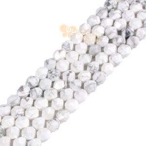 6mm White Howlite Gemstone Triangle Faceted Round Loose Beads Strand 15.5" Diy Jewelry Making 6mm White Howlite Gemstone Triangle Faceted Round Loose Beads Strand 15.5" Diy Jewelry Making