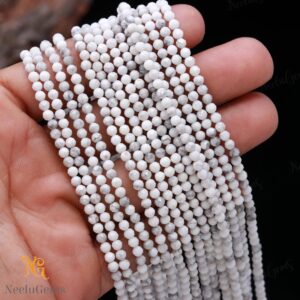Aaa+ Natural White Howlite Microcut Faceted Beads,3-3.25 Mm Howlite Tiny Rondelle Beads,13"gemstone Beads For Handmade Jewelry Aaa+ Natural White Howlite Microcut Faceted Beads,3-3.25 Mm Howlite Tiny Rondelle Beads,13"gemstone Beads For Handmade Jewelry