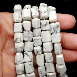 Aaa+ White Howlite Faceted Nugget Beads,natural Howlite Briolette Nugget Beads,8" Tumble Gemstone Beads For Handmade Jewelry Aaa+ White Howlite Faceted Nugget Beads,natural Howlite Briolette Nugget Beads,8" Tumble Gemstone Beads For Handmade Jewelry