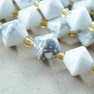 Howlite Beads (Bicone)(Faceted)(8mm)(16"Strand)