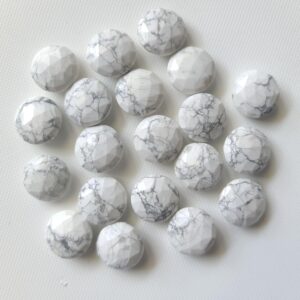Howlite Cabochons, 15mm Round Howlite Faceted Cabochons For Jewelry (2pcs To 5pcs Options), Loose Howlite Stone - Psg344 Howlite Cabochons, 15mm Round Howlite Faceted Cabochons For Jewelry (2pcs To 5pcs Options), Loose Howlite Stone - Psg344