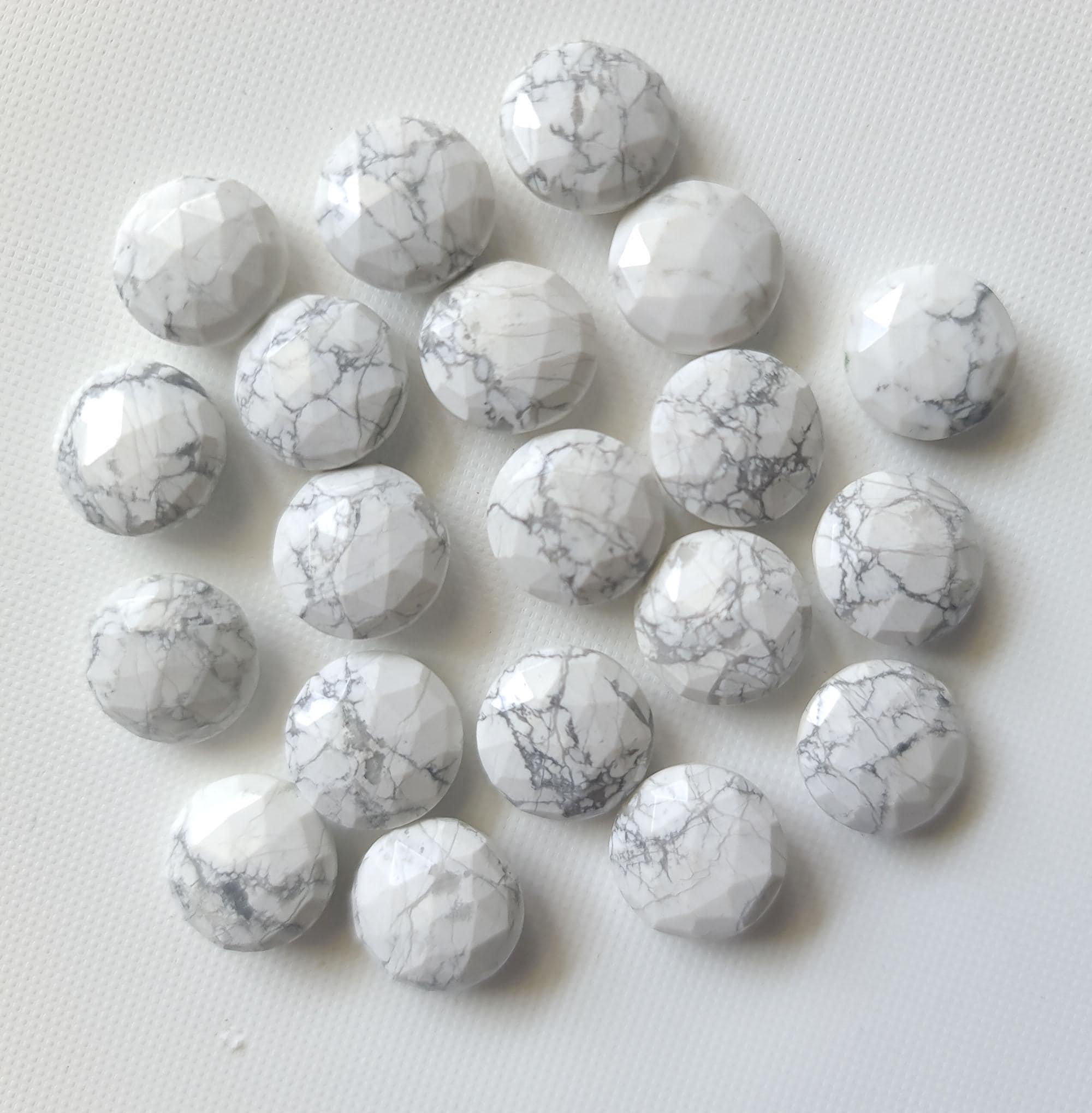 Howlite Cabochons, 15mm Round Howlite Faceted Cabochons For Jewelry (2pcs To 5pcs Options), Loose Howlite Stone - Psg344 Howlite Cabochons, 15mm Round Howlite Faceted Cabochons For Jewelry (2pcs To 5pcs Options), Loose Howlite Stone - Psg344