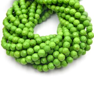 Lime Green Faceted Howlite Beads: 6mm Round Dyed Beads Lime Green Faceted Howlite Beads: 6mm Round Dyed Beads