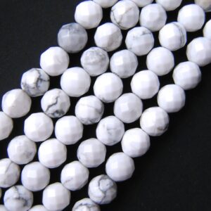 Natural Howlite Beads, 8mm Beads, 6mm Beads, Faceted Beads, Howlite Beads, White Howlite, 8mm Gemstone Beads, Faceted Gemstone, 8mm Howlite