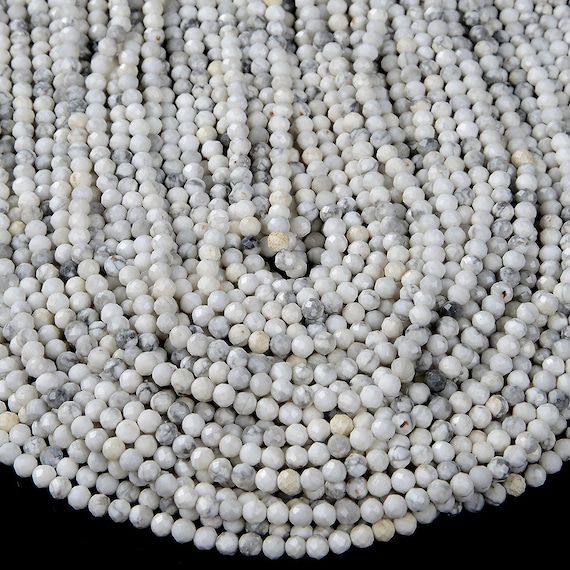Natural Howlite Gemstone Grade Aa Micro Faceted Round 4mm 5mm Loose Beads 15 Inch Full Strand Bulk Lot 1,2,6,12 And 50 (p58)