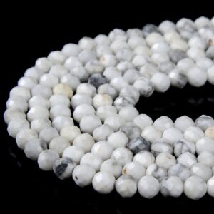 Natural Howlite Gemstone Grade Aa Micro Faceted Round 4mm 5mm Loose Beads 15 Inch Full Strand (p58) Natural Howlite Gemstone Grade Aa Micro Faceted Round 4mm 5mm Loose Beads 15 Inch Full Strand (p58)