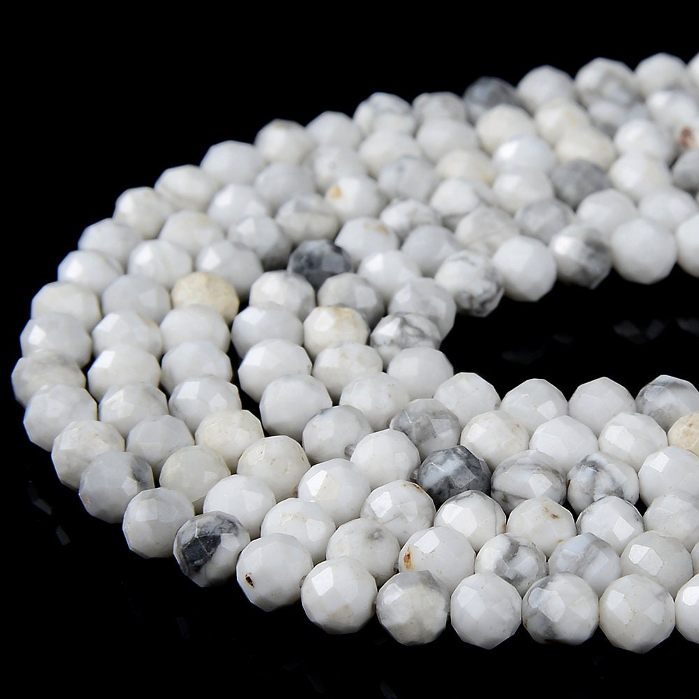 Natural Howlite Gemstone Grade Aa Micro Faceted Round 4mm 5mm Loose Beads 15 Inch Full Strand (p58)