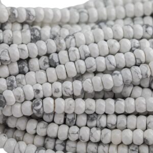 Natural Howlite High Quality in Faceted Roundel, 6 and 8mm- Full 15.5 Inch Strand-Full Strand 15.5 inch Strand Gemstone Beads Natural Howlite High Quality in Faceted Roundel, 6 and 8mm- Full 15.5 Inch Strand-Full Strand 15.5 inch Strand Gemstone Beads