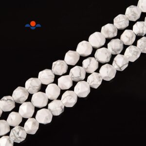 Natural Howlite Faceted Star Cut Beads Size 8mm 15.5'' Strand Natural Howlite Faceted Star Cut Beads Size 8mm 15.5'' Strand