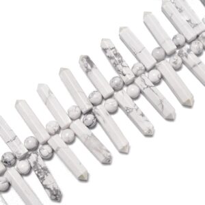 Natural Howlite Faceted Tower Point Beads Size 6x25mm 15.5'' Strand Natural Howlite Faceted Tower Point Beads Size 6x25mm 15.5'' Strand