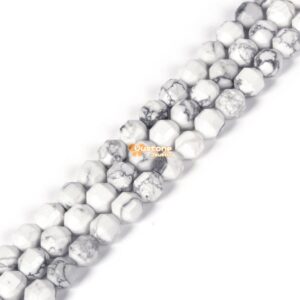 Natural White Howlite 8mm Faceted Double Cone Roller Loose Beads 15 Inch For Diy Jewelry Making Beads Natural White Howlite 8mm Faceted Double Cone Roller Loose Beads 15 Inch For Diy Jewelry Making Beads
