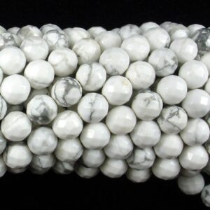 White Howlite Beads, Faceted Round, 8mm, 15 Inch, Full strand, Approx. 46 beads, Hole 1mm, A quality (275025002)