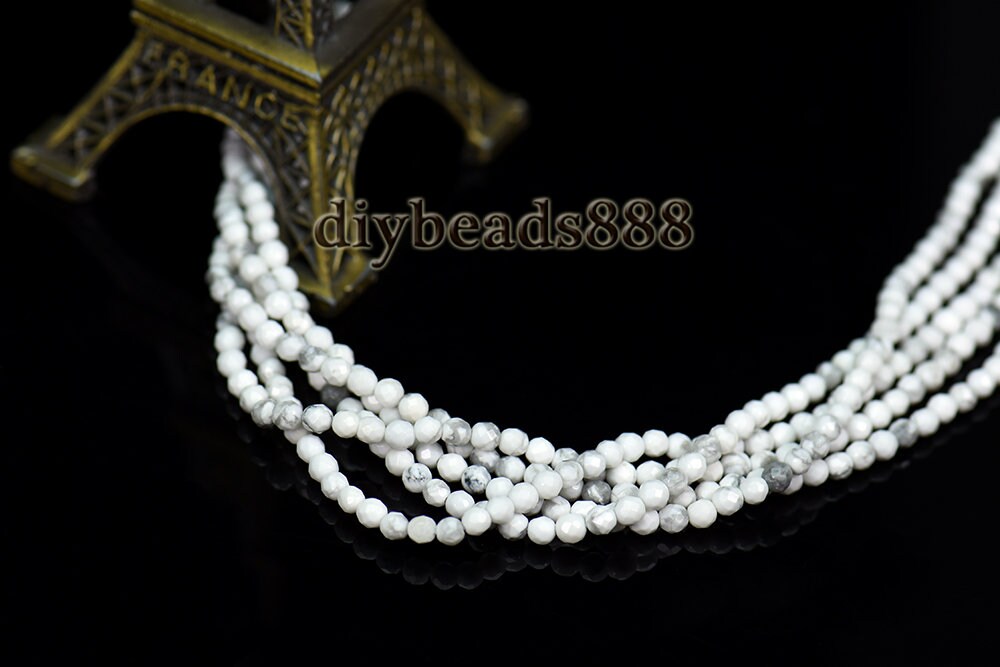 White Howlite Faceted Round Beads,howlite,diy Beads,natural,gemstone,3mm,15" Full Strand