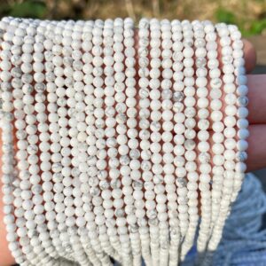 2mm/3mm/4mm Natural Gemstone Round Beads,Howlite Round Beads,Gemstone Beads Necklace,Crystal Beads,Smooth Round Beads,For Jewelry Making.