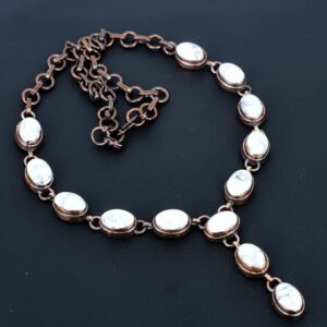 Electroformed Copper Howlite Necklace - Handmade Adjustable Chain