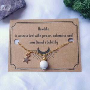Gold Plated White Howlite Star Necklace - Inner Peace - Whimsigoth